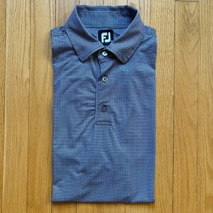 FootJoy Golf Performance Men’s Short Sleeve Polo Shirt Large Blue White Checks